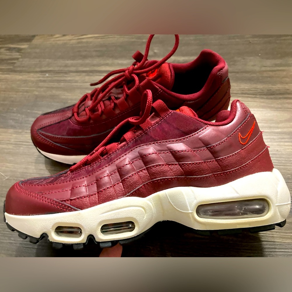 Nike Women’s Air Max 95 Sneakers in Burgundy and White